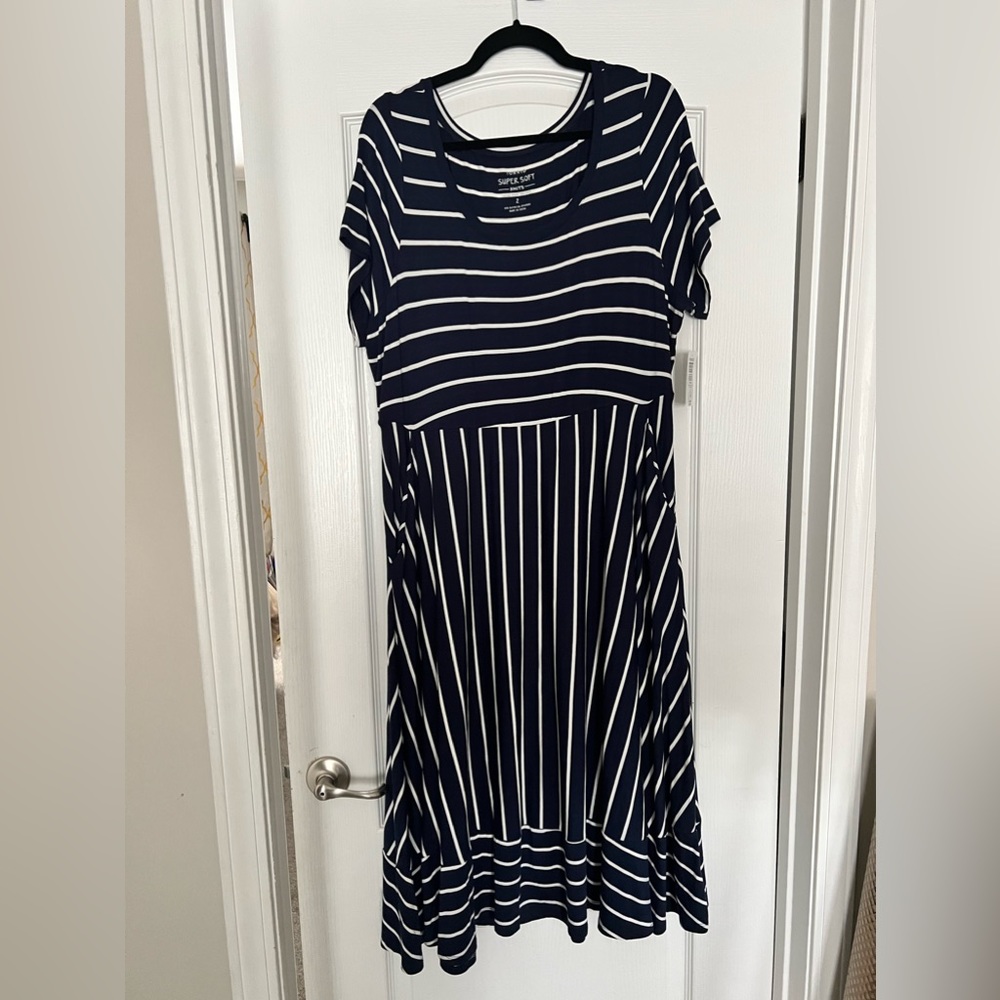 Blue and white dress